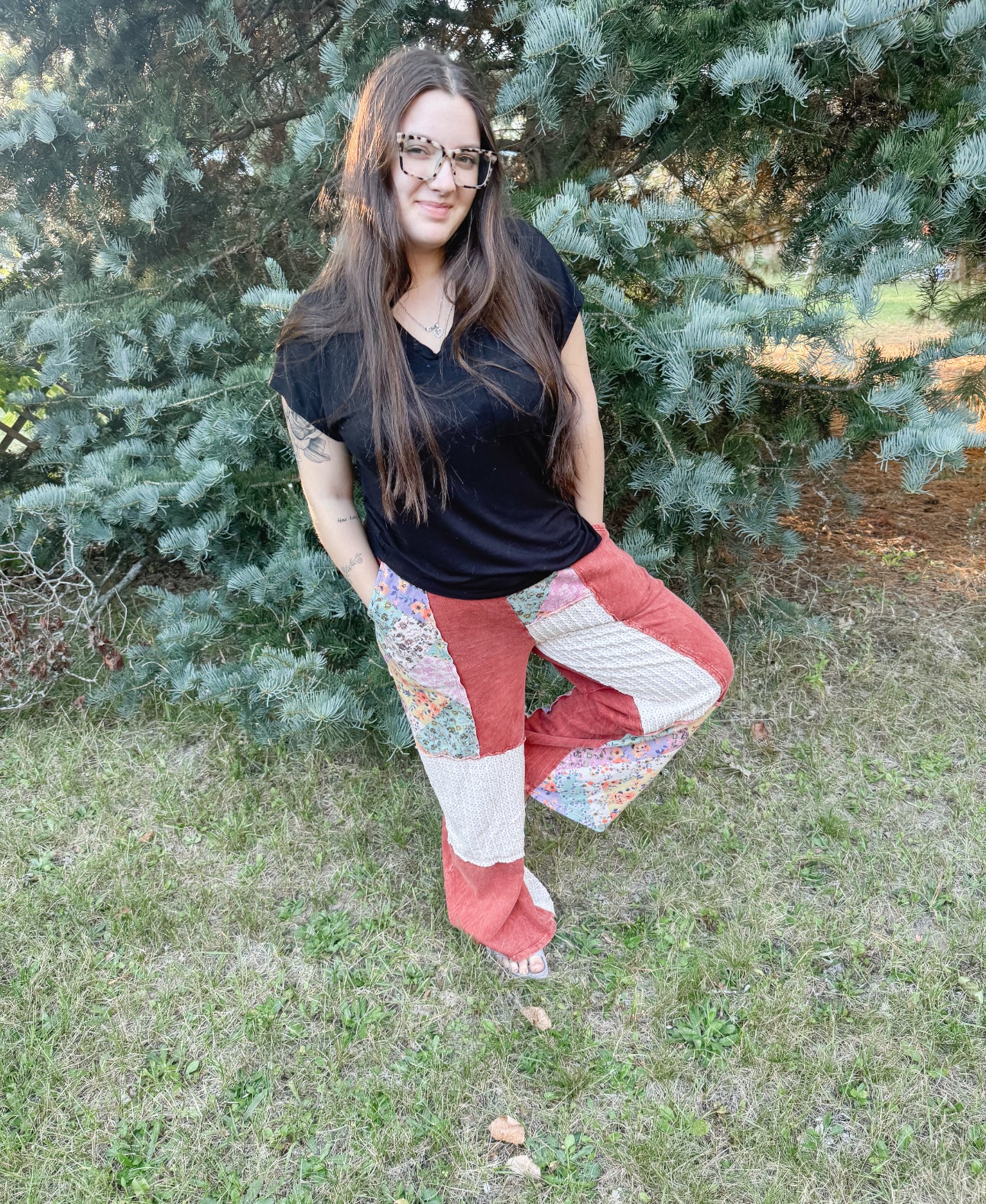 Orange Patchwork Pants