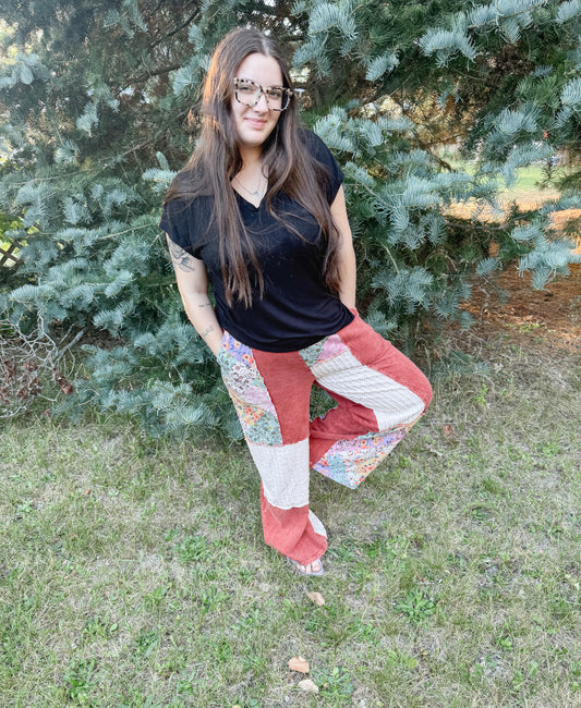 Orange Patchwork Pants