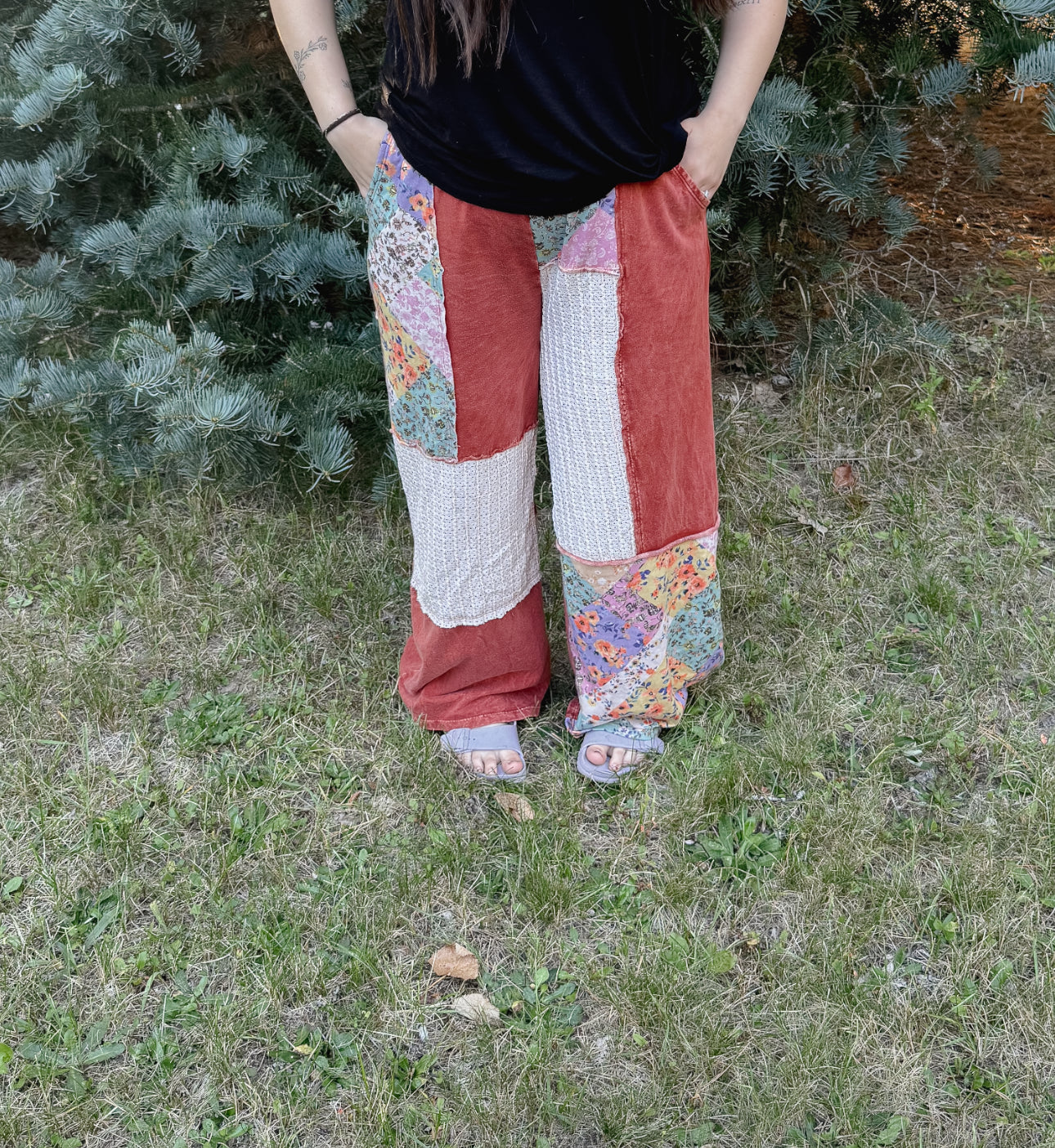 Orange Patchwork Pants