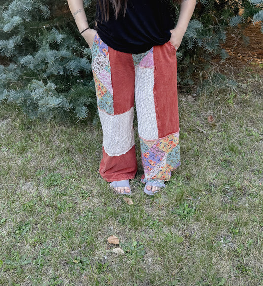 Orange Patchwork Pants